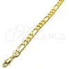 Oro Laminado Basic Anklet, Gold Filled Style Figaro Design, Polished, Golden Finish, 5.222.011.10