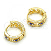 Oro Laminado Huggie Hoop, Gold Filled Style with Sapphire Blue and White Crystal, Polished, Golden Finish, 02.165.0142.5