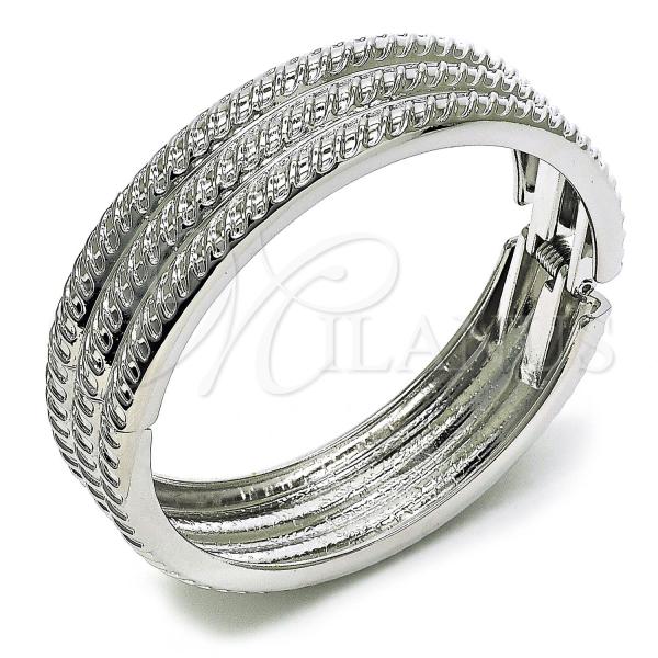 Rhodium Plated Individual Bangle, Diamond Cutting Finish, Rhodium Finish, 07.307.0028.1.04