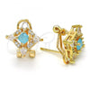 Oro Laminado Stud Earring, Gold Filled Style Teardrop Design, with Aqua Blue and White Cubic Zirconia, Polished, Golden Finish, 02.217.0081.5 *PROMO*