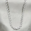 Rhodium Plated Basic Necklace, Rope Design, Polished, Rhodium Finish, 5.222.033.1.28