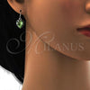 Rhodium Plated Dangle Earring, Heart Design, with Peridot Swarovski Crystals, Polished, Rhodium Finish, 02.239.0003.6