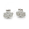 Sterling Silver Stud Earring, with White Micro Pave, Polished, Rhodium Finish, 02.175.0105