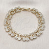 Oro Laminado Tennis Bracelet, Gold Filled Style Cherry Design, with White Micro Pave, Polished, Golden Finish, 03.284.0060.07