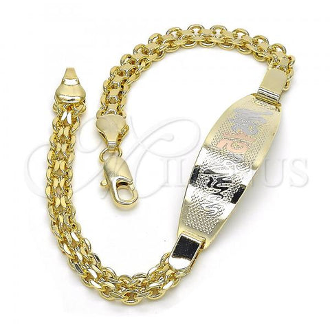 Oro Laminado ID Bracelet, Gold Filled Style Polished, Tricolor, 03.63.1915.1.08