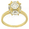 Oro Laminado Multi Stone Ring, Gold Filled Style with White Cubic Zirconia, Polished, Golden Finish, 5.165.008.05 (Size 5)
