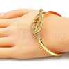 Oro Laminado Individual Bangle, Gold Filled Style Flower Design, Polished, Golden Finish, 07.185.0002.1.04