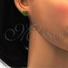 Stainless Steel Stud Earring, Heart Design, with Dark Peridot Crystal, Polished, Golden Finish, 02.271.0022.11