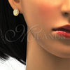 Oro Laminado Stud Earring, Gold Filled Style with White Micro Pave and White Crystal, Polished, Golden Finish, 02.282.0001