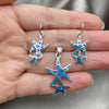 Sterling Silver Earring and Pendant Adult Set, Star Design, with Bermuda Blue Opal, Polished, Silver Finish, 10.391.0009