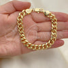 Oro Laminado Basic Bracelet, Gold Filled Style Miami Cuban Design, Polished, Golden Finish, 04.63.0130.1.08