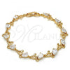 Oro Laminado Tennis Bracelet, Gold Filled Style Teardrop Design, with White Cubic Zirconia, Polished, Golden Finish, 03.213.0040.08