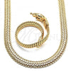 Oro Laminado Necklace and Bracelet, Gold Filled Style Chunky Design, Polished, Golden Finish, 06.179.0001