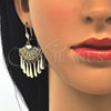 Oro Laminado Long Earring, Gold Filled Style with White Crystal, Polished, Golden Finish, 02.270.0053