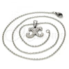 Stainless Steel Pendant Necklace, Initials and Rolo Design, with White Crystal, Polished, Steel Finish, 04.238.0030.18