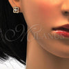 Oro Laminado Stud Earring, Gold Filled Style with White Cubic Zirconia and White Micro Pave, Polished, Golden Finish, 02.282.0006