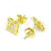 Sterling Silver Stud Earring, with White Cubic Zirconia, Polished, Golden Finish, 02.369.0022.2