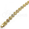 Oro Laminado Fancy Bracelet, Gold Filled Style Diamond Cutting Finish, Tricolor, 03.100.0046.1.07