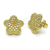 Oro Laminado Stud Earring, Gold Filled Style Flower Design, Polished, Golden Finish, 02.195.0325