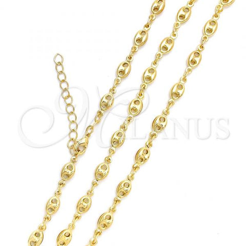 Oro Laminado Basic Necklace, Gold Filled Style Mariner Design, Polished, Golden Finish, 04.09.0185.20