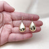 Oro Laminado Stud Earring, Gold Filled Style Teardrop and Hollow Design, Polished, Golden Finish, 02.163.0363