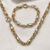 Oro Laminado Necklace and Bracelet, Gold Filled Style Infinite Design, Polished, Golden Finish, 06.429.0011