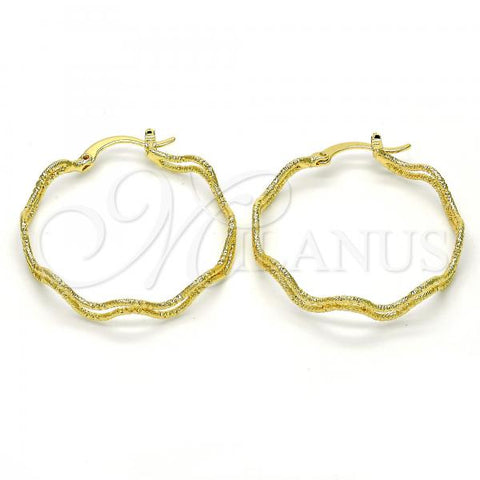 Oro Laminado Medium Hoop, Gold Filled Style Diamond Cutting Finish, Golden Finish, 02.168.0049.35