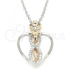 Sterling Silver Pendant Necklace, Heart Design, with White Micro Pave, Polished, Two Tone, 04.336.0193.16