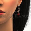 Oro Laminado Necklace and Earring, Gold Filled Style Teardrop and Leaf Design, with Multicolor Cubic Zirconia, Polished, Golden Finish, 06.205.0006.1