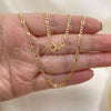 Oro Laminado Basic Necklace, Gold Filled Style Figaro Design, Polished, Golden Finish, 04.318.0001.18