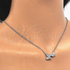 Sterling Silver Pendant Necklace, Butterfly Design, with White Cubic Zirconia, Polished, Rhodium Finish, 04.336.0041.16