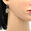 Oro Laminado Necklace and Earring, Gold Filled Style Spiral and Leaf Design, with White Crystal, Polished, Two Tone, 06.59.0109