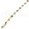 Oro Laminado Fancy Anklet, Gold Filled Style Evil Eye Design, Multicolor Resin Finish, Golden Finish, 5.039.005.3.10