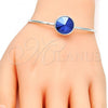 Rhodium Plated Individual Bangle, with Bermuda Blue Swarovski Crystals, Polished, Rhodium Finish, 07.239.0012.7 (02 MM Thickness, One size fits all)