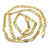 Oro Laminado Basic Necklace, Gold Filled Style Pave Mariner Design, Polished, Golden Finish, 04.63.1339.24