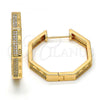 Oro Laminado Huggie Hoop, Gold Filled Style with White Micro Pave, Polished, Golden Finish, 02.213.0012.30