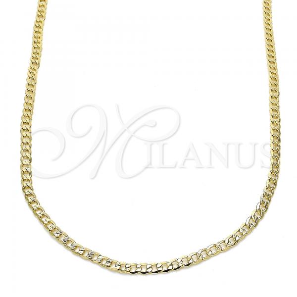 Oro Laminado Basic Necklace, Gold Filled Style Curb Design, Polished, Golden Finish, 5.222.008.16