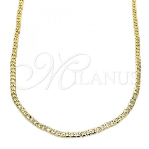 Oro Laminado Basic Necklace, Gold Filled Style Curb Design, Polished, Golden Finish, 5.222.008.16