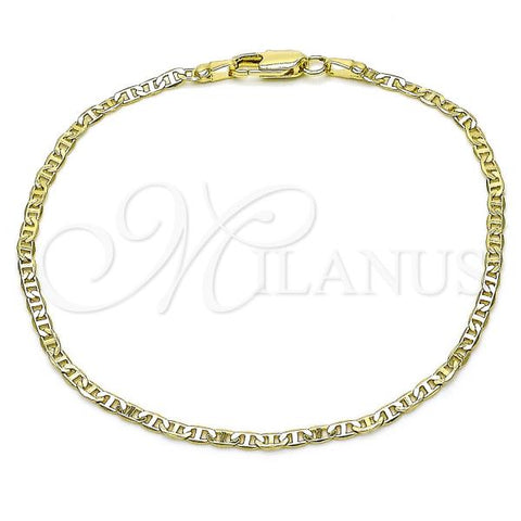 Oro Laminado Basic Bracelet, Gold Filled Style Mariner Design, Diamond Cutting Finish, Golden Finish, 04.213.0028.07