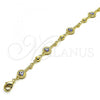 Oro Laminado Fancy Anklet, Gold Filled Style key and Heart Design, Blue Enamel Finish, Golden Finish, 03.213.0145.10