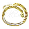 Oro Laminado Fancy Bracelet, Gold Filled Style Miami Cuban Design, with White Cubic Zirconia, Polished, Golden Finish, 03.130.0010.07