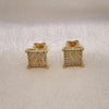 Oro Laminado Stud Earring, Gold Filled Style with White Cubic Zirconia, Polished, Golden Finish, 02.342.0031