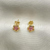 Oro Laminado Stud Earring, Gold Filled Style Star Design, with Light Rhodolite Cubic Zirconia, Polished, Golden Finish, 02.02.0533