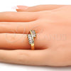 Oro Laminado Multi Stone Ring, Gold Filled Style with White Cubic Zirconia, Polished, Golden Finish, 01.210.0025.07 (Size 7)