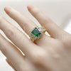 Oro Laminado Multi Stone Ring, Gold Filled Style Cluster and Baguette Design, with Green and White Cubic Zirconia, Polished, Golden Finish, 01.196.0037