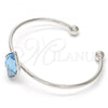 Rhodium Plated Individual Bangle, with Light Turquoise Swarovski Crystals, Polished, Rhodium Finish, 07.239.0006 (02 MM Thickness, One size fits all)