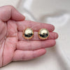 Oro Laminado Stud Earring, Gold Filled Style Ball Design, Polished, Golden Finish, 02.385.0050