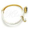 Oro Laminado Individual Bangle, Gold Filled Style with Amethyst Swarovski Crystals and White Micro Pave, Polished, Golden Finish, 07.239.0004.11 (03 MM Thickness, One size fits all)