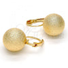 Oro Laminado Leverback Earring, Gold Filled Style Ball Design, Matte Finish, Golden Finish, 02.63.2403