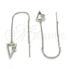 Sterling Silver Long Earring, with White Cubic Zirconia, Polished, Rhodium Finish, 02.186.0171.1